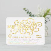Moderne zakelijke Baby shower Gold geperst Folie Uitnodiging (Staand Voorkant)
