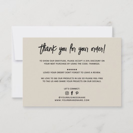 Moderne zakelijke bestelling dank u kaart (Achterkant)