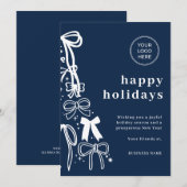 Moderne Zakelijke Blauwe Kerst Kaart (Voorkant / Achterkant)