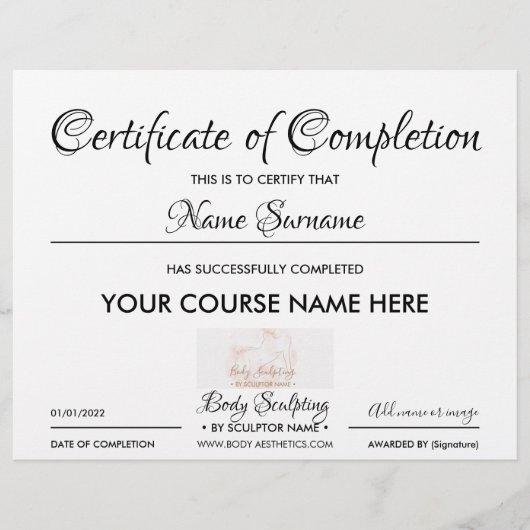 Moderne zakelijke cursus certificaat van voltooiin (Voorkant)