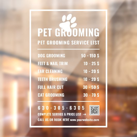 Moderne Zakelijke Dienst Prijslijst Winkelpui Raamsticker (Vel 2)