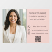 Moderne zakelijke foto contactgegevens roze raamsticker (Vel)