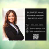 Moderne zakelijke foto contactinformatie zwart raamsticker (Vel 3)