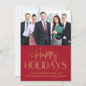 Moderne zakelijke foto Corporate Red Christmas Feestdagenkaart (Voorkant)