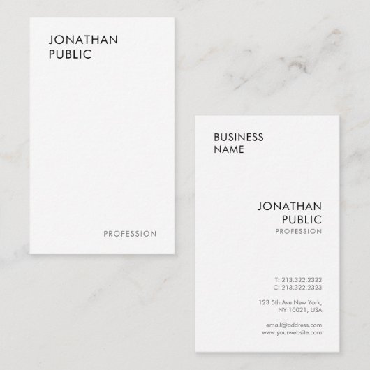 Moderne zakelijke kaarten Eenvoudig en elegant Visitekaartje (Voorkant / Achterkant)