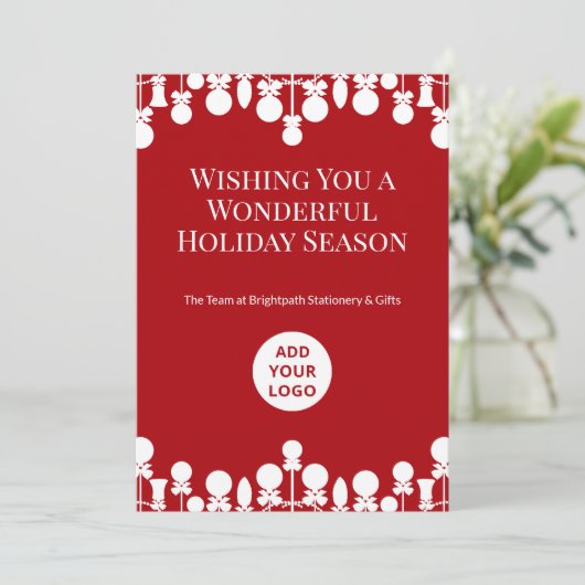 Moderne zakelijke kerst Kaart | Aangepaste Logo (Staand voorkant)