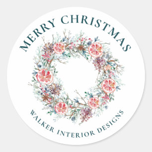 Moderne zakelijke kerst met elegante Waterverf Ronde Sticker