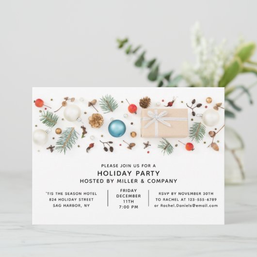 Moderne zakelijke kerstfeestminimalistische beelde kaart (Staand voorkant)