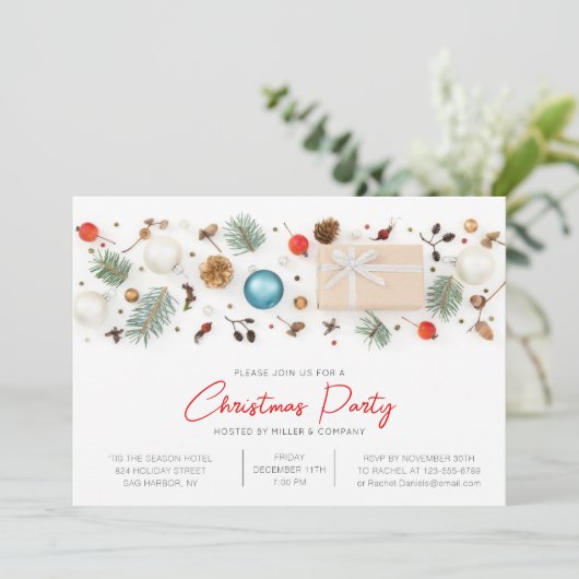 Moderne zakelijke kerstfeestminimalistische beelde kaart (Staand voorkant)