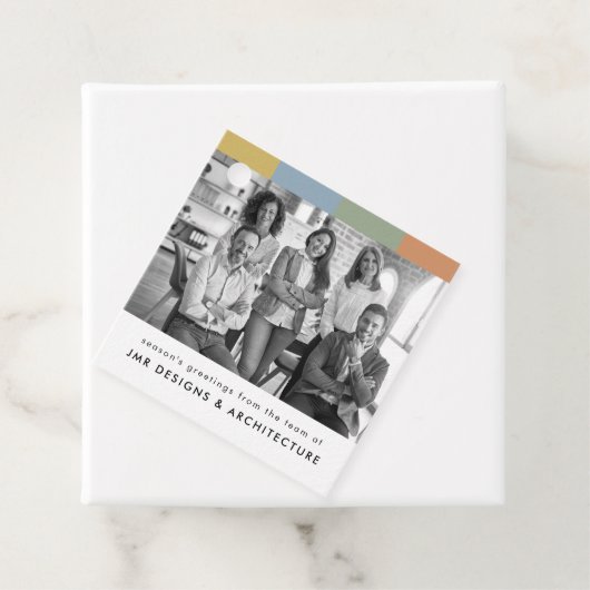 Moderne zakelijke kerstfoto bedankjes labels (In situ)