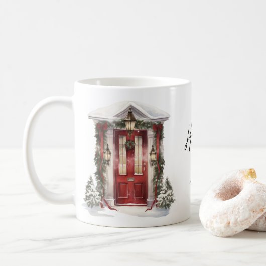 Moderne Zakelijke Kerstwensen Koffiemok (Met donut)
