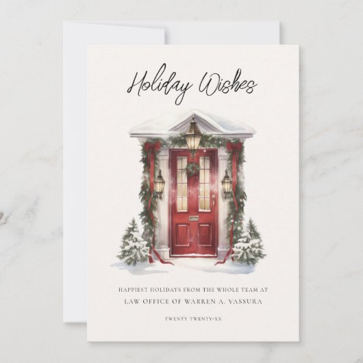 Moderne Zakelijke Kerstwensen Plat Kerstkaart (Voorkant)