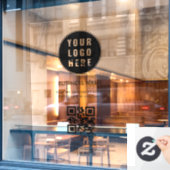 Moderne Zakelijke Logo en QR Code Maatwerk Raamsticker (Cafe Raam)