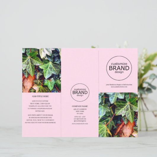 Moderne zakelijke Logo Foto drievoudig roze brochu (Staand voorkant)