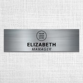 Moderne zakelijke Logo geborsteld zilver Naamplaatje
