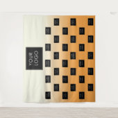 Moderne zakelijke Logo Oranje Ombre Fair Backdrop Wandkleed (Voorkant)