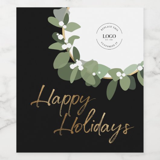 Moderne zakelijke Logo Prettige feestdagen geen fo Wijn Etiket (Enkel label)