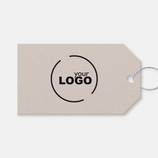 Moderne zakelijke Logo QR Code Beige Price Labels Cadeaulabel (Voorkant (Horizontaal))