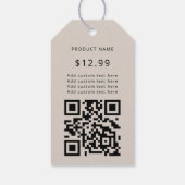 Moderne zakelijke Logo QR Code Beige Price Labels Cadeaulabel (Achterkant)