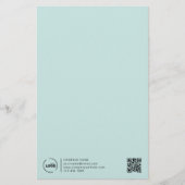 Moderne zakelijke Logo QR-code lichte Turquoise Briefpapier (Voorkant)