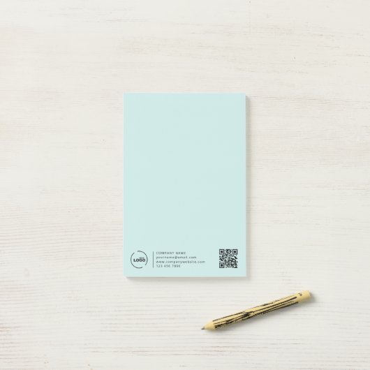 Moderne zakelijke Logo QR-code lichte Turquoise Post-it® Notes (Op bureau)