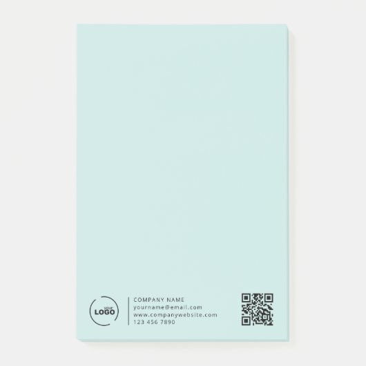 Moderne zakelijke Logo QR-code lichte Turquoise Post-it® Notes (Voorkant)