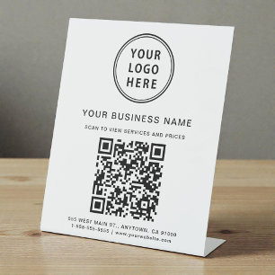 Moderne zakelijke Logo QR-code Reclamebord Met Voetstuk