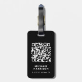 Moderne zakelijke Logo QR-code zwart Bagagelabel (Achterkant verticaal)