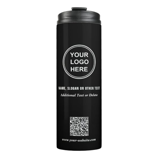 Moderne zakelijke Logo QR-code zwart Thermosbeker (Voorkant)