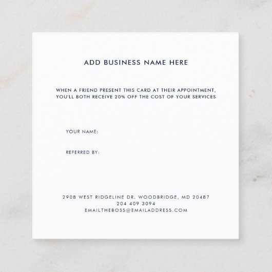 Moderne zakelijke Logo Script-clients Aanbevelingskaartje (Achterkant)