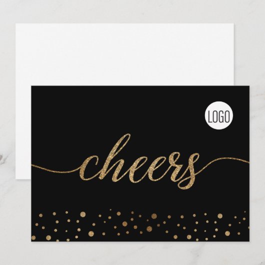 Moderne zakelijke Logo script Faux Gold Feestdagenkaart (Voorkant / Achterkant)