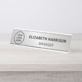 Moderne zakelijke Logo Silver Bureau Naambordje (Voorkant)