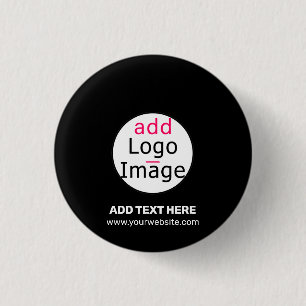 Moderne  zakelijke Logo toevoegen zwart Ronde Button 3,2 Cm
