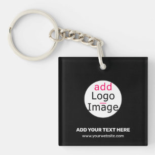 Moderne  zakelijke Logo toevoegen zwart Sleutelhanger