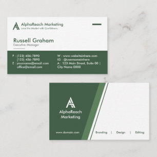 Moderne zakelijke marketingagenten Groen Wit Visitekaartje