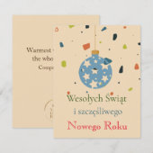 Moderne zakelijke Poolse kerst Wesołych Świąt Feestdagenkaart (Voorkant / Achterkant)