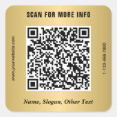 Moderne Zakelijke QR-code Goud Vierkante Sticker (Voorkant)
