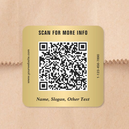 Moderne Zakelijke QR-code Goud Vierkante Sticker