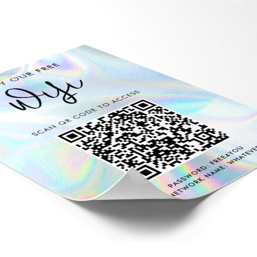 Moderne zakelijke QR-code holografische WiFi-toega Poster (Hoek)