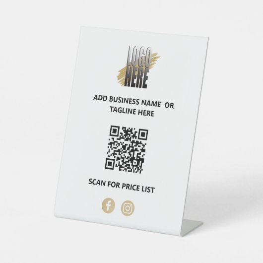 Moderne zakelijke QR-code met Logo Reclamebord Met Voetstuk (Voorkant)