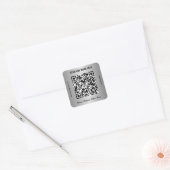 Moderne zakelijke QR-code Silver Vierkante Sticker (Envelop)
