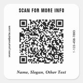 Moderne Zakelijke QR-code Vierkante Sticker (Voorkant)
