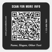 Moderne Zakelijke QR-code Zwart Vierkante Sticker (Voorkant)
