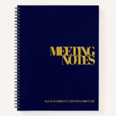 Moderne zakelijke vergadering notities goud marine notitieboek (Voorkant)