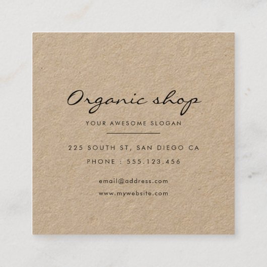 Moderne zaken eenvoudige kraft vierkante visitekaartje (Achterkant)