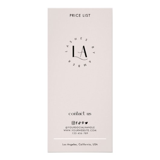 Moderne zakenprijslijst met elegante Logo Reclamekaart (Achterkant)