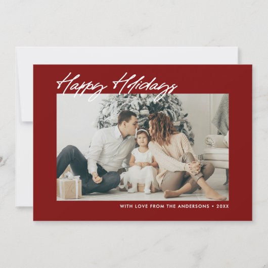 Moderne Zalige Feestdagen Aangepaste Bericht & Fot Feestdagenkaart (Voorkant)