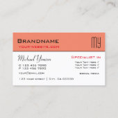 Moderne zalm en wit met Initialen Professional Visitekaartje (Achterkant)