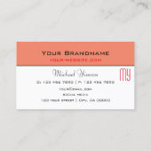 Moderne zalm en wit met Monogram Professional Visitekaartje (Achterkant)