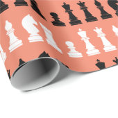 Moderne Zalm Schaakstuk Spelpatroon Cadeaupapier (Rol Hoek)